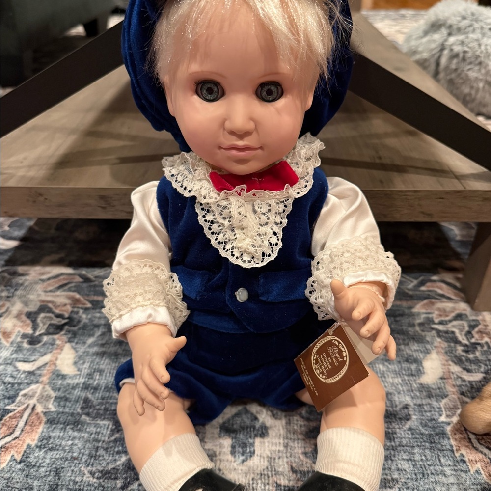 Prince William London doll Blue and White Doll with Lace Outfit